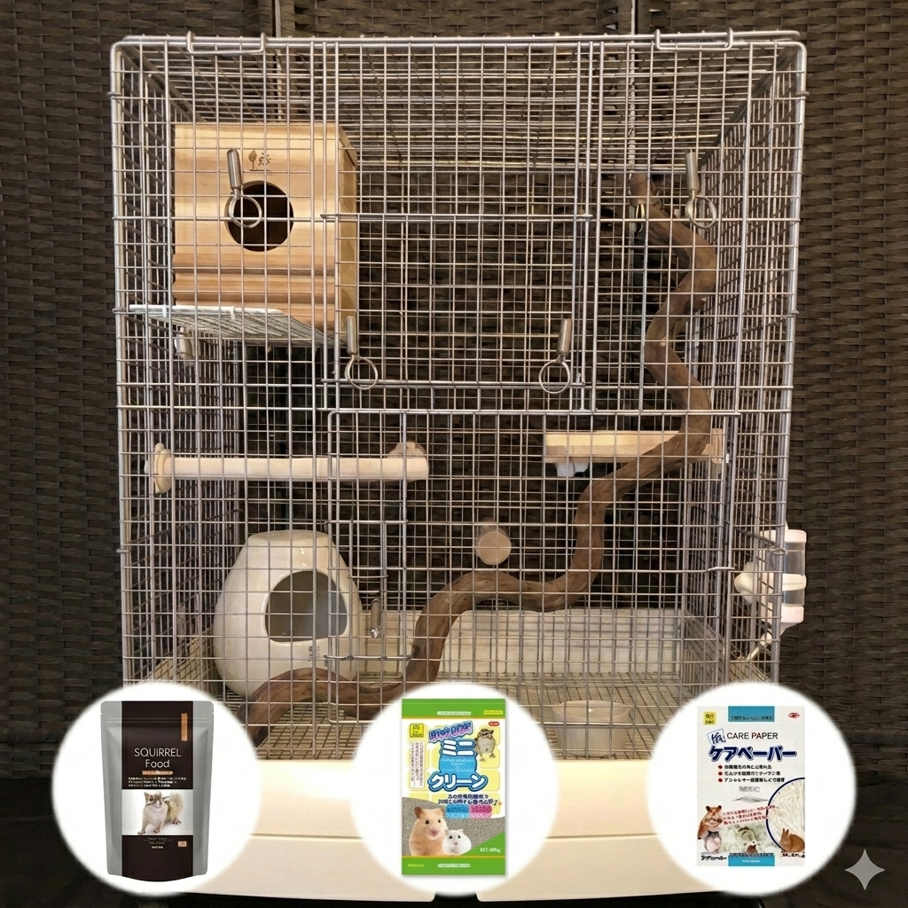 シマリス飼育ケージセット デラックスの全体イメージ