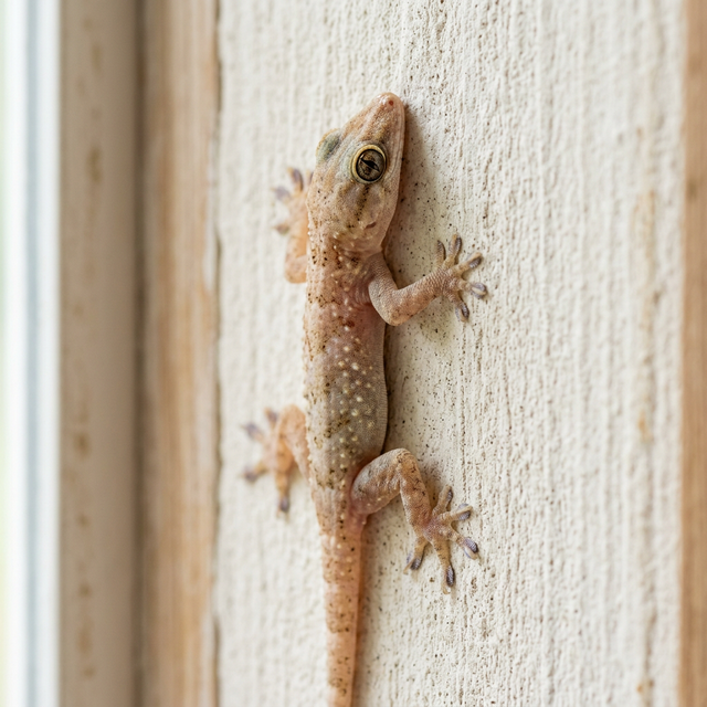 壁面にいるニホンヤモリ